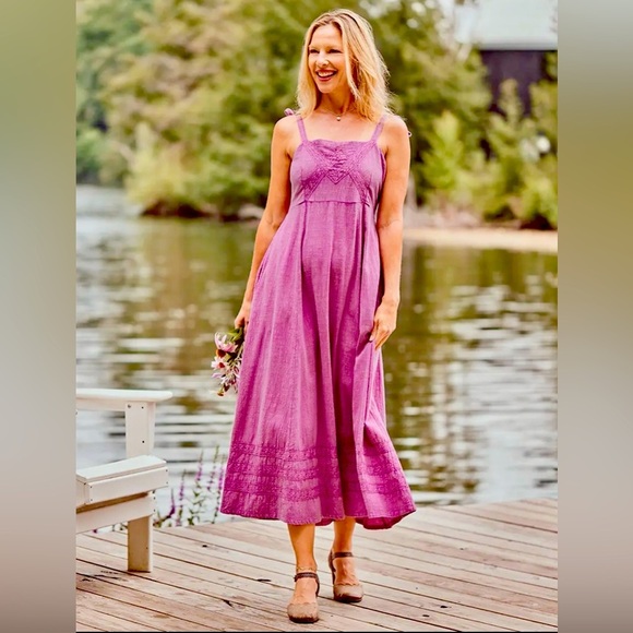 NWT Bohemian Romantic Cotton Midi Dress - Picture 1 of 4